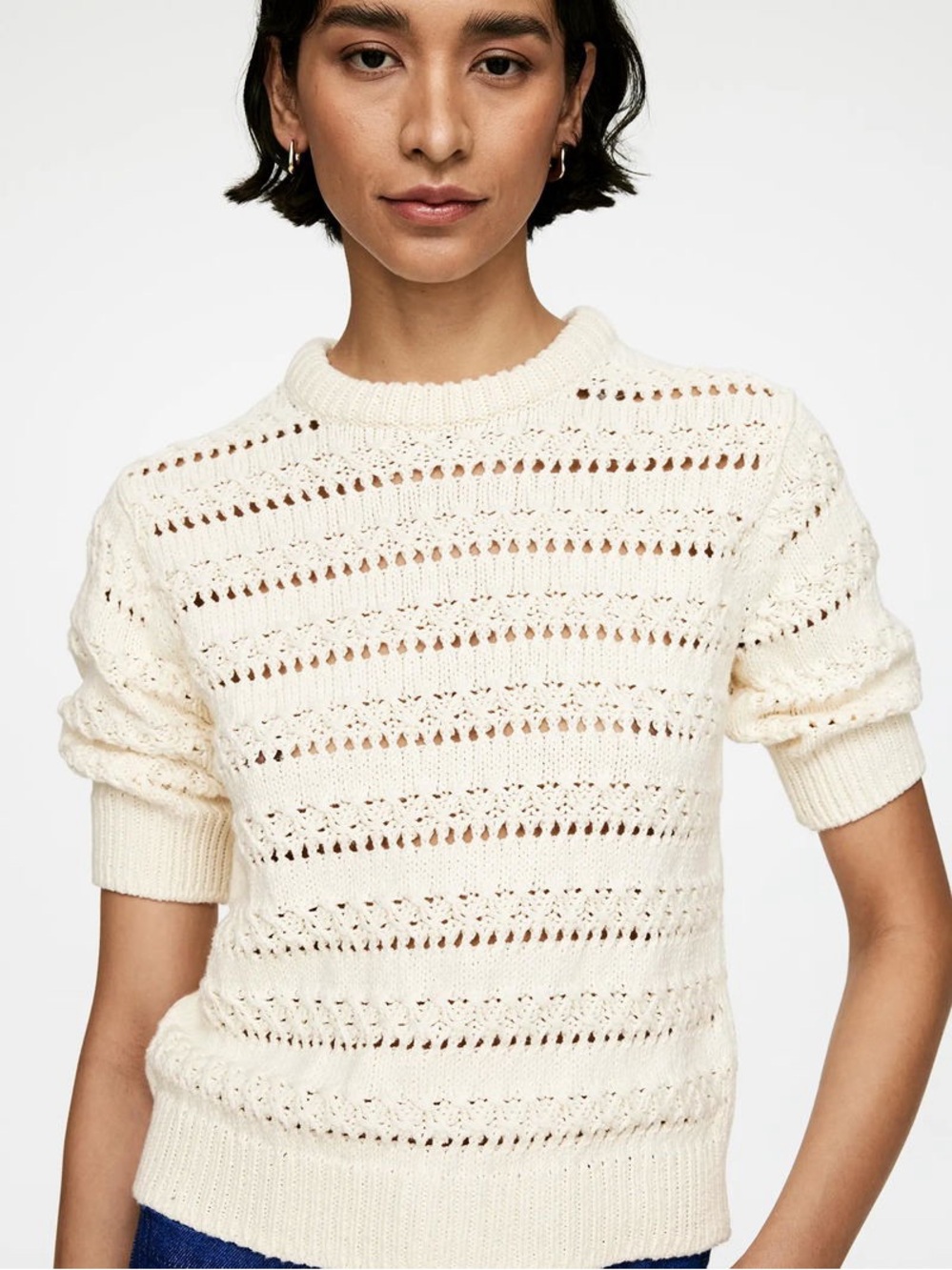 ARKET Open-Knit Top in Off White size medium
